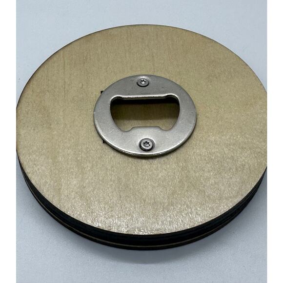 Disc Golf Mini Wood Laser Engraved Bottle Opener 4" Discgolf Scene - Picture 3 of 3